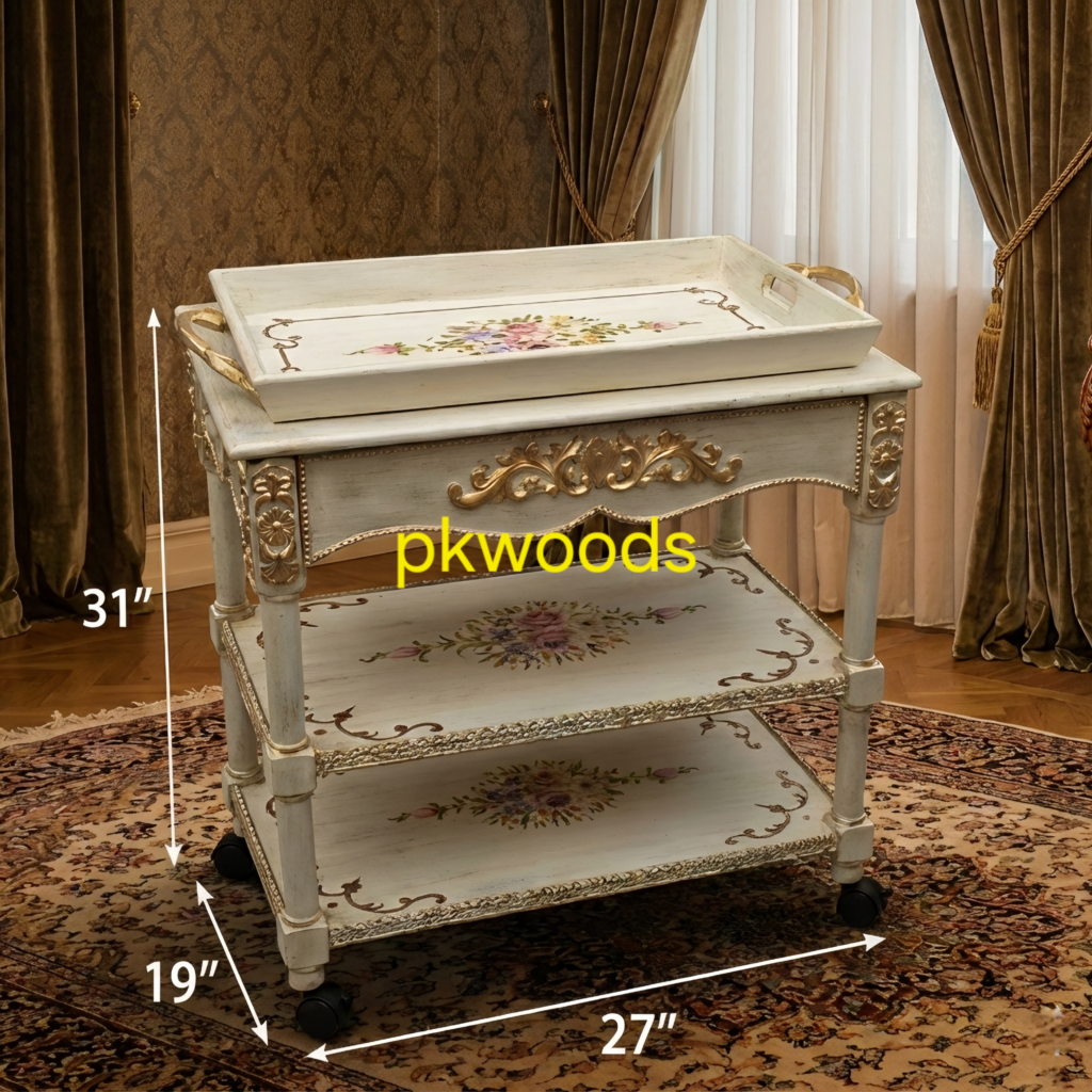 Vintage Royale Hand Painted Tea Trolley