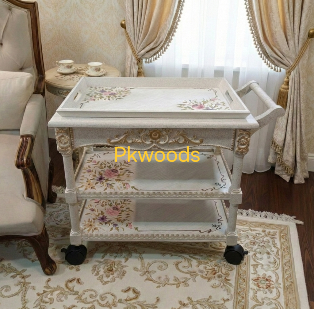 Ivory Bloom Artisanal White Tea Trolley