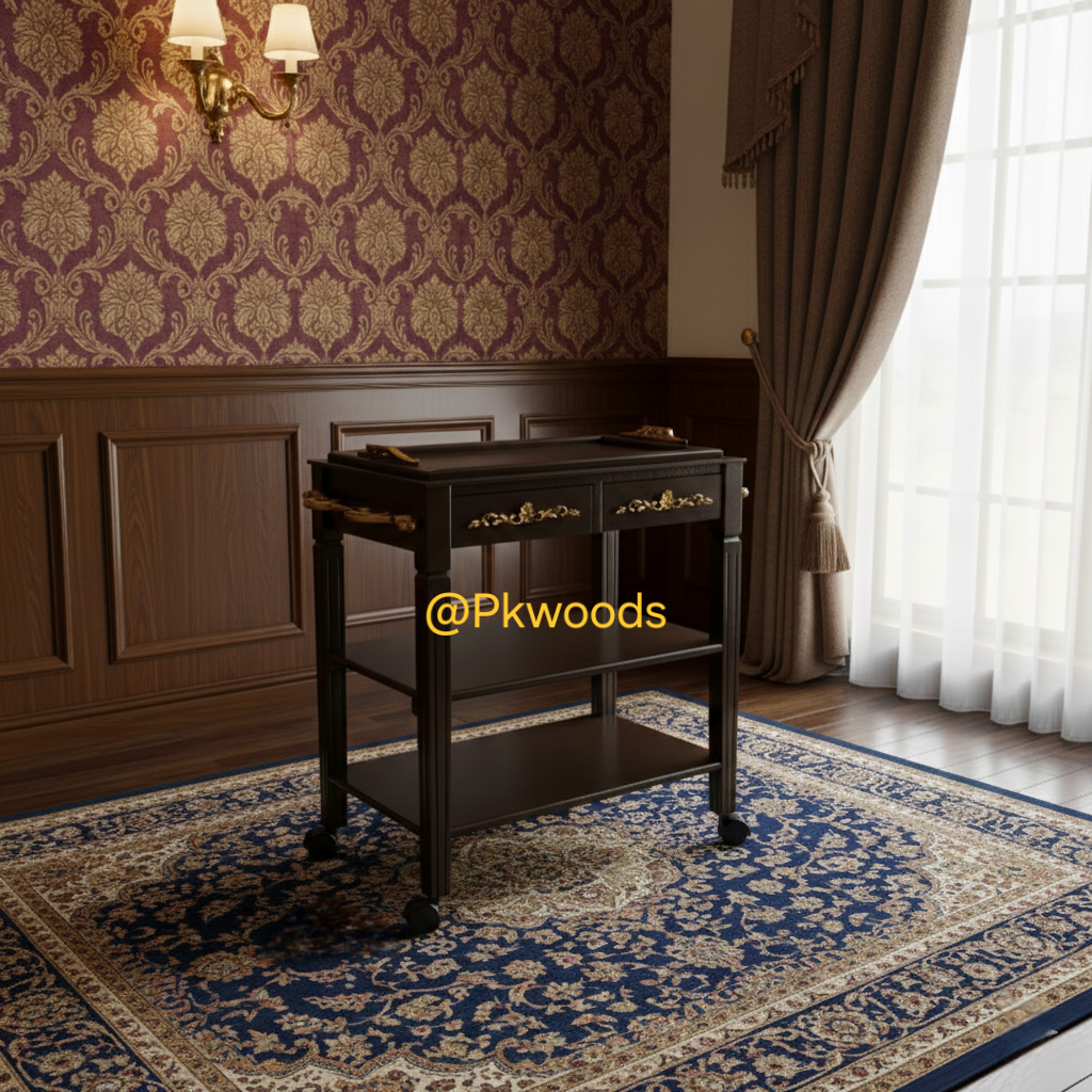 Brown Classic Three Tier Tea Trolley