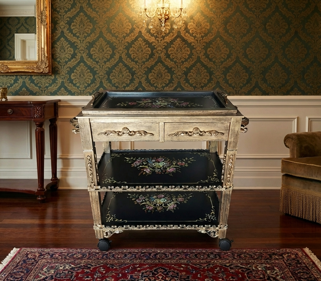 Black Antique Tea Trolley