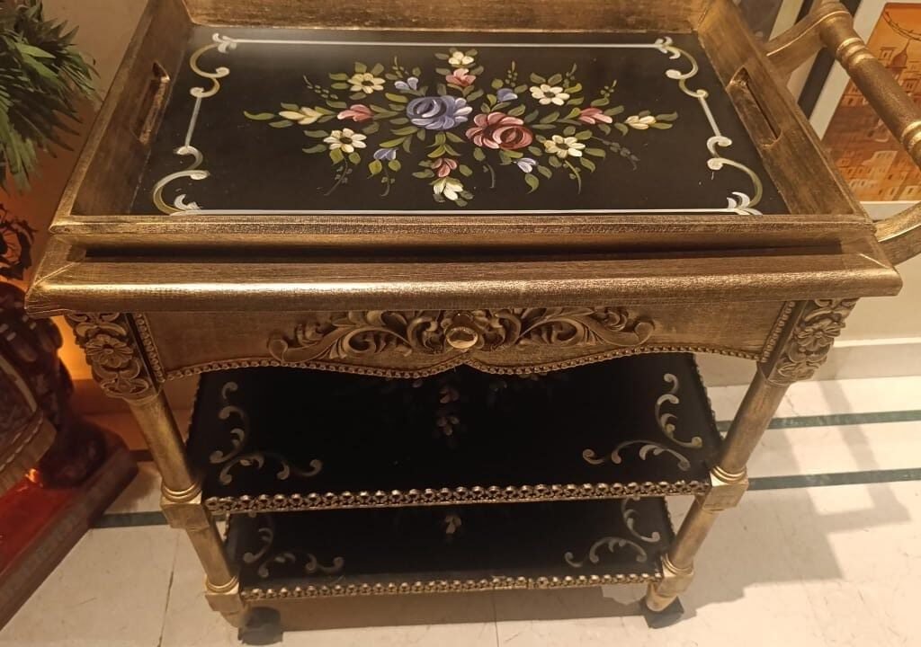 Black Antique Tea Trolley