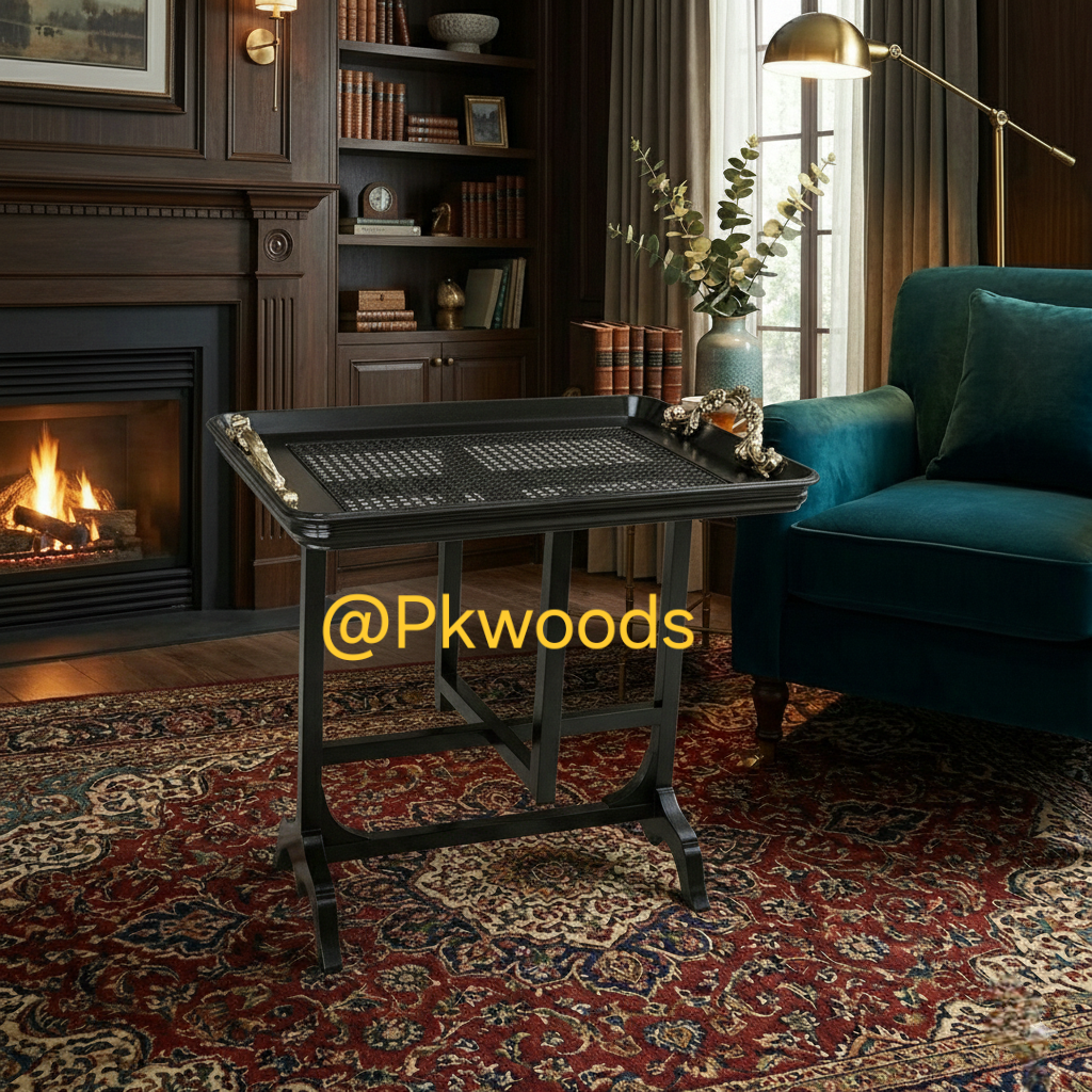 Black Cane Foldable Tray Table