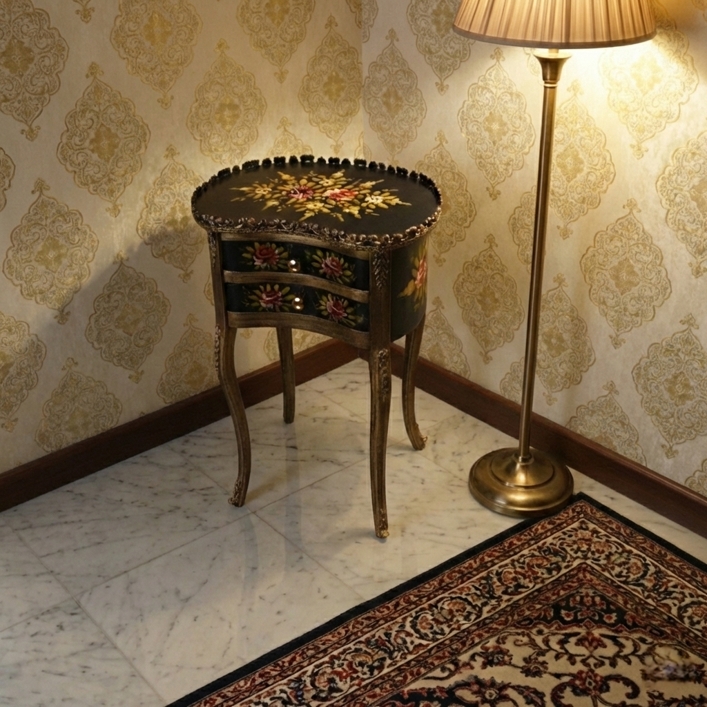 PK Woods Floral Heritage Accent Table Kidney Shaped