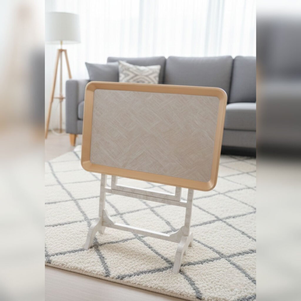 White Marble Finishing Foldable Tray Table