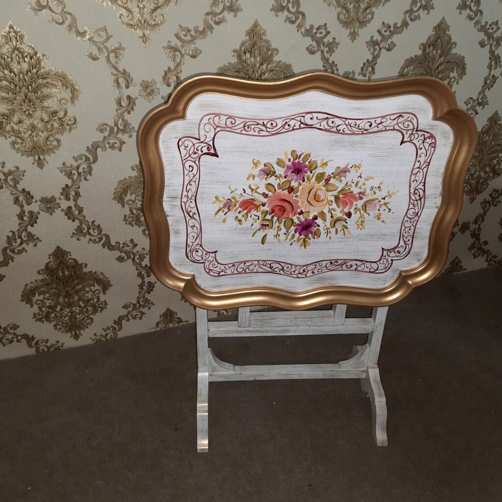 Royal Bloom Foldable Tray Table Hand Painted