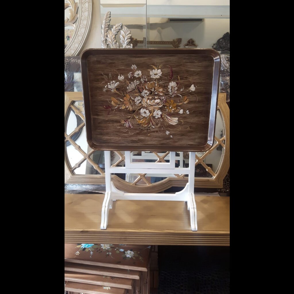 Brown Antique Hand-Painted Tray