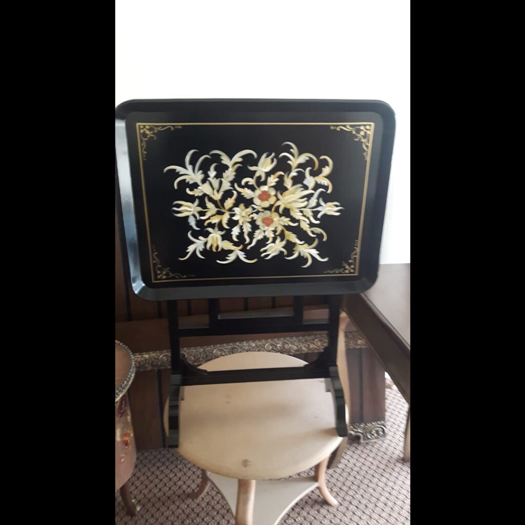 Black Floral Hand Painted Foldable Tray Table