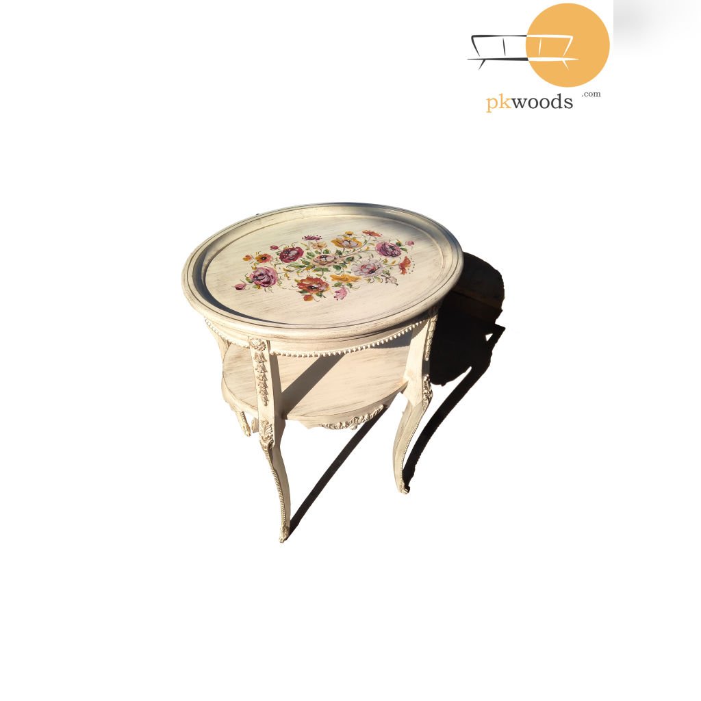 Off White Golden Antique Wooden Table