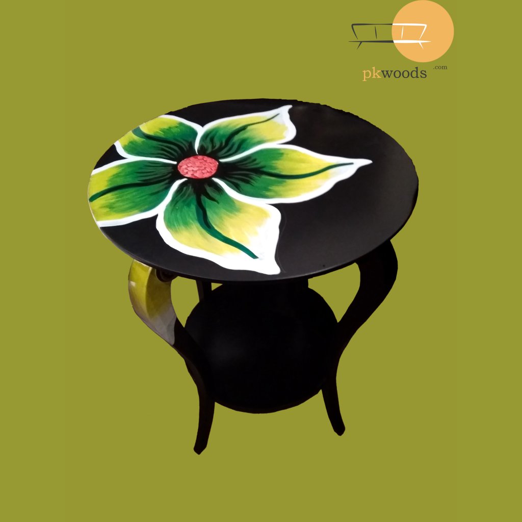 Black Sunflower Bloom Hand Painted Side Table