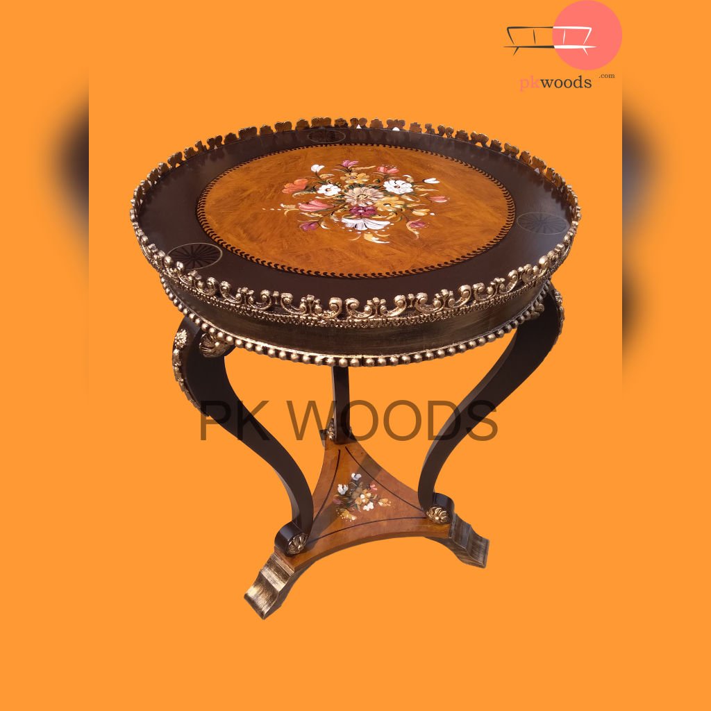 Vintage Walnut Elegance Floral Table