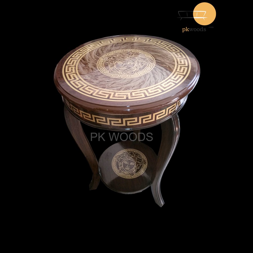 Brown Antique Versace Wooden Side Table