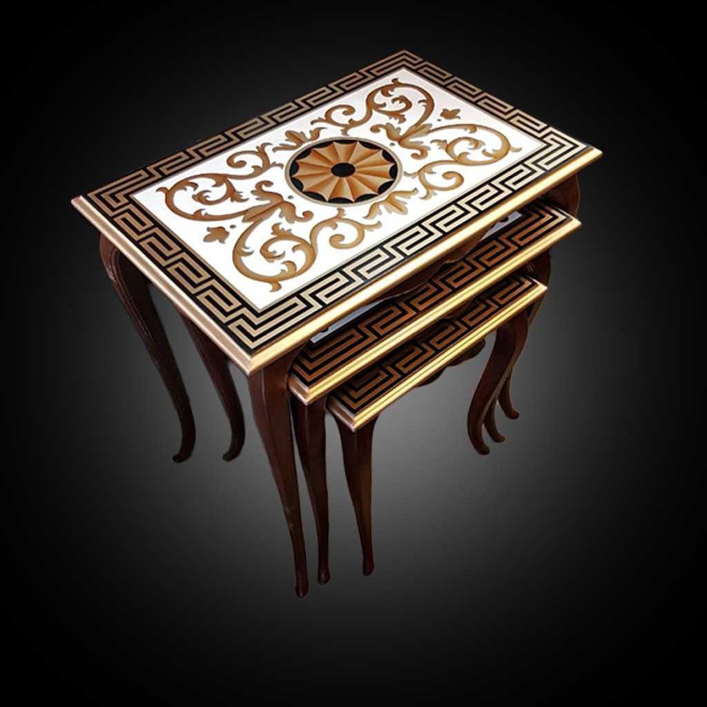Rectangular top Versace Design Nesting Table Set of 3