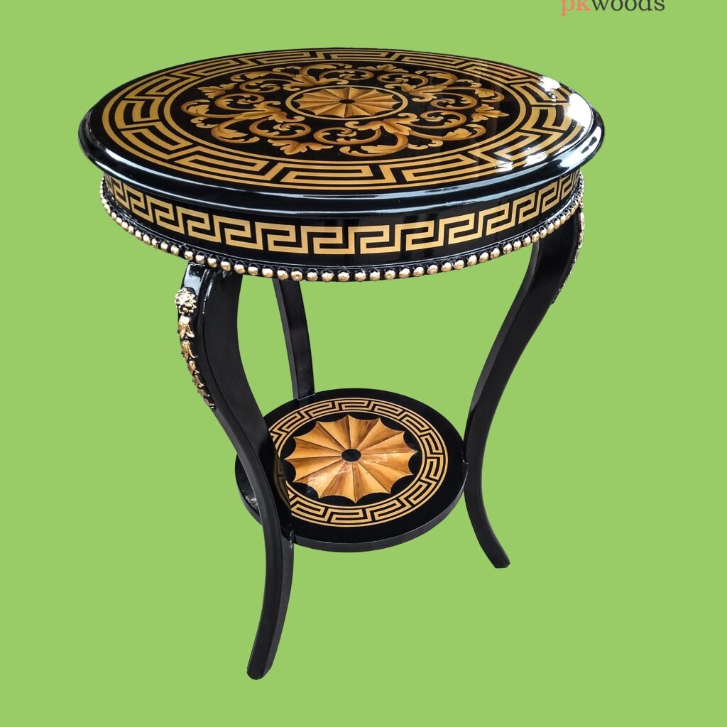 Black Versace High Gloss Wooden Side Table