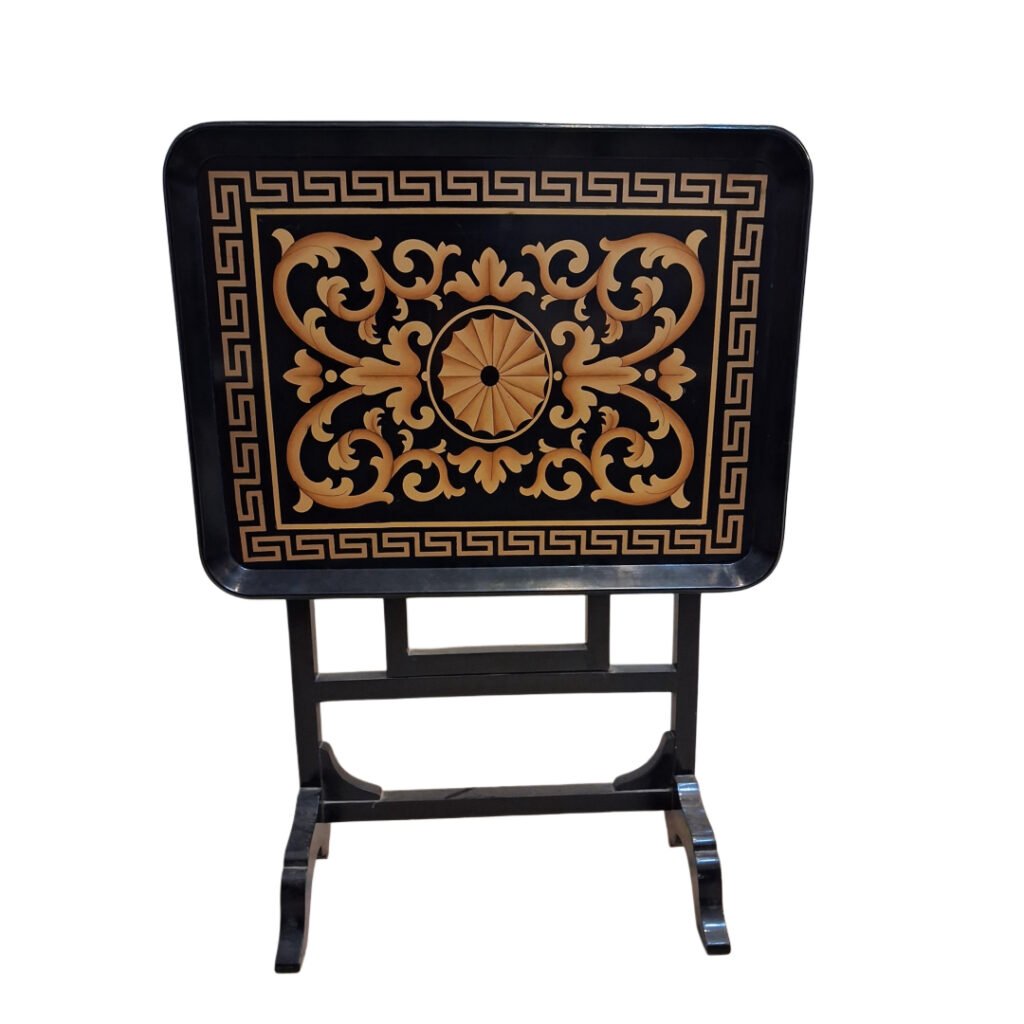 Neoclassical Greek Key Foldable Tea Tray Table