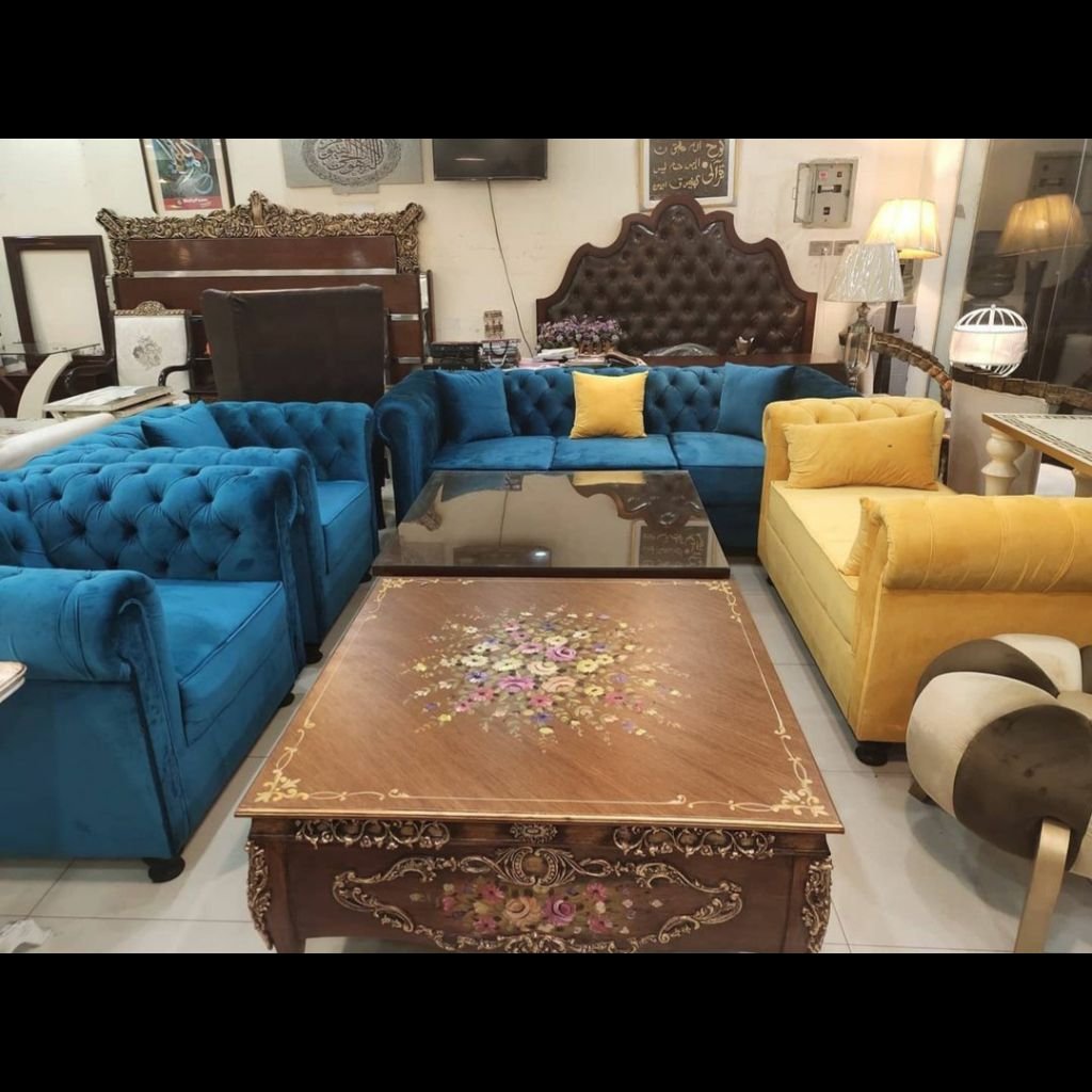 Brown Antique Floral Hand-Painted Center Table