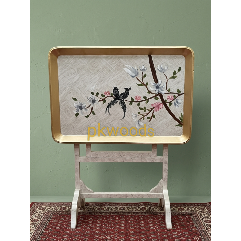 Midnight Sparrow Hand Painted Foldable Tray Table