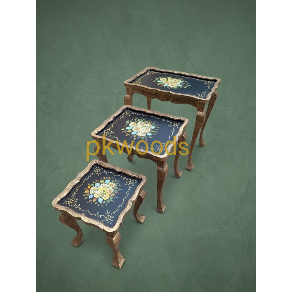 Black Aurelia Rose Nesting Table Set of 3