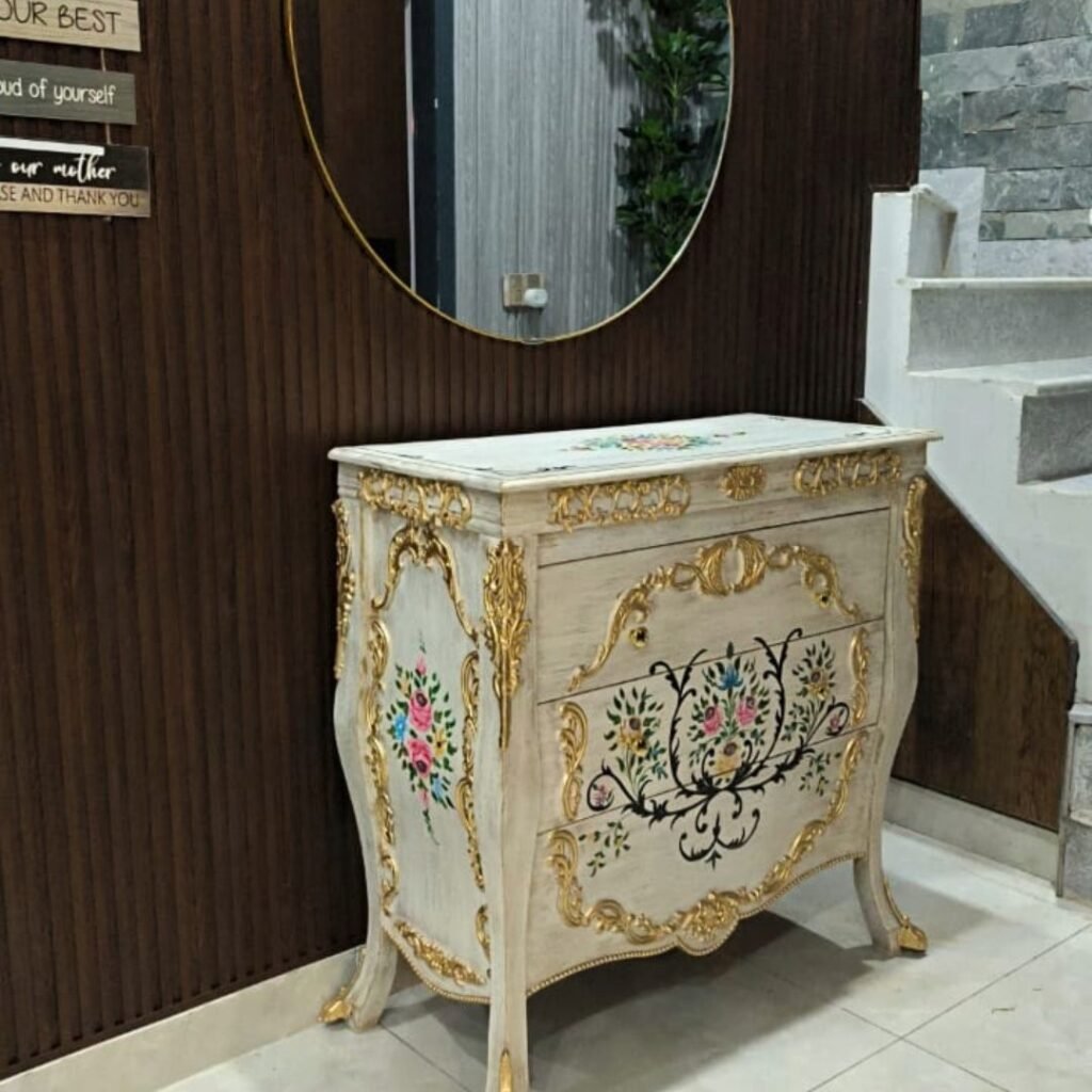 White Antique Finishing Floral Chester